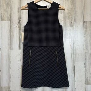 Aritzia Wilfred Verone Check Sleeveless Mini Dress Size XS Navy Green